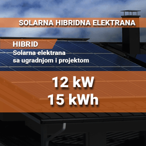 Hibridna solarna elektrana 12 kW – 15 kWh – trofazna