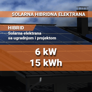 Hibridna solarna elektrana 6 kW – 15 kWh – monofazna